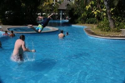 playing in the pool